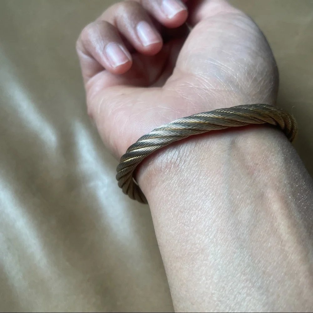 Vintage rhinestone ball cuff rope bracelet - Picture 3 of 13